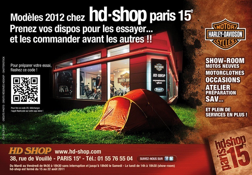 Nouveautés Harley 2012. Vous aussi, posez votre tente devant hd shop !